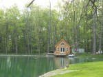View of lake with Woodhaven Cottage in distance